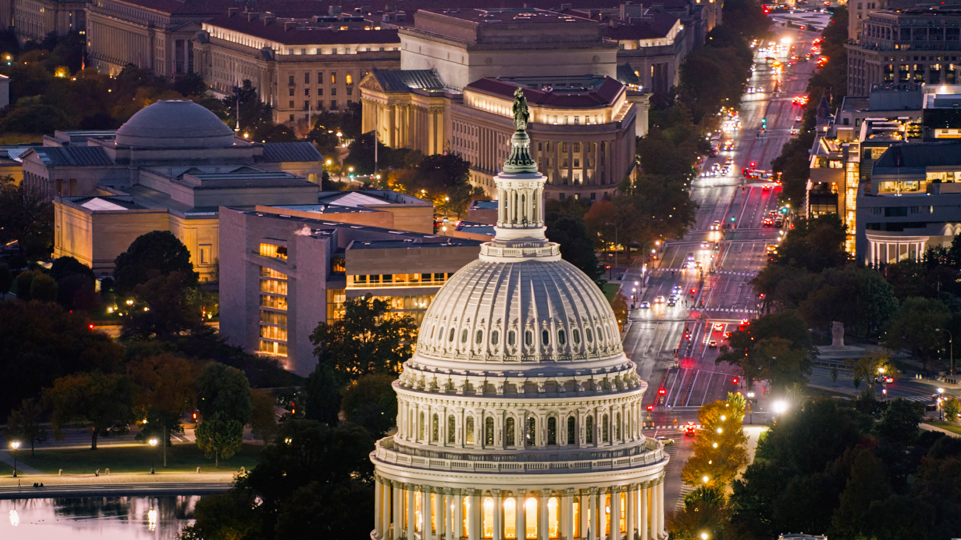 Washington, DC Aerial Image at Night